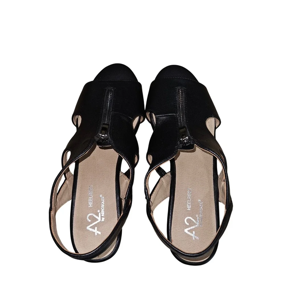 A2 by Aerosoles‎ Black Wedge Sandals Women 8